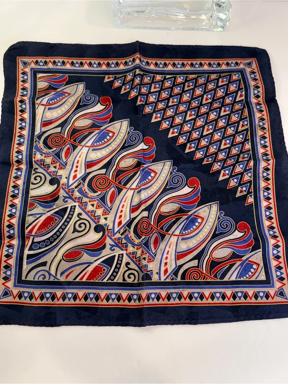 ❤️💙 Vintage Americana Silk Pocket Square Handkerchief 12” x 12” ❤️💙